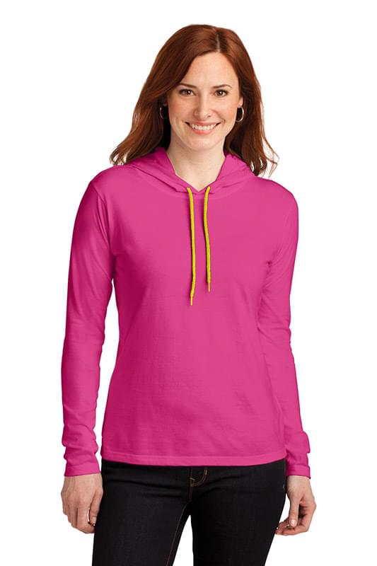 Gildan &#174;  Ladies 100% Combed Ring Spun Cotton Long Sleeve Hooded T-Shirt. 887L
