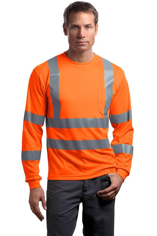 CornerStone &#174;  - ANSI 107 Class 3 Long Sleeve Snag-Resistant Reflective T-Shirt. CS409