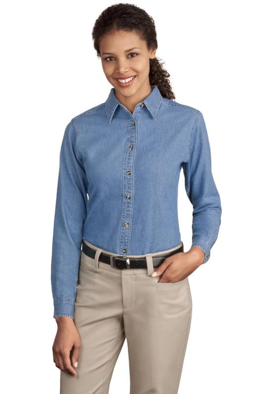 Port & Company &#174;  - Ladies Long Sleeve Value Denim Shirt.  LSP10