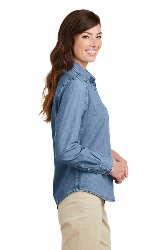Port & Company &#174;  - Ladies Long Sleeve Value Denim Shirt.  LSP10