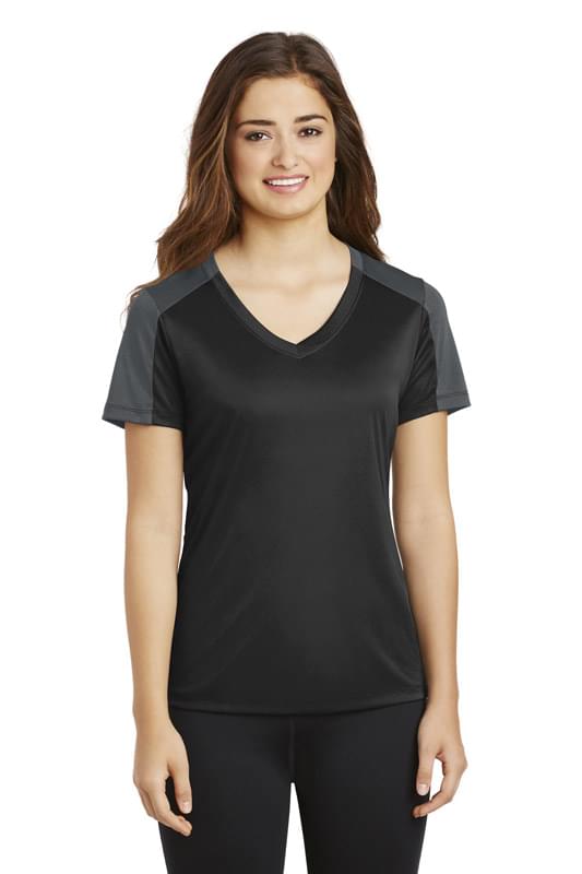 Sport-Tek &#174;  Ladies PosiCharge &#174;  Competitor &#153;  Sleeve-Blocked V-Neck Tee. LST354