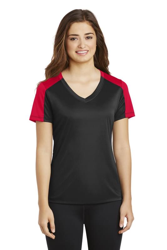 Sport-Tek ® Ladies PosiCharge ® Competitor ™ Sleeve-Blocked V-Neck Tee. LST354