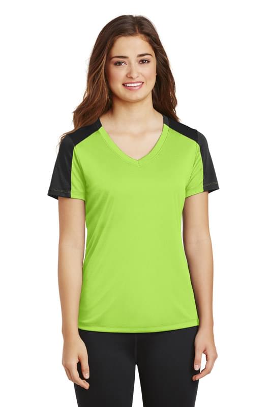 Sport-Tek ® Ladies PosiCharge ® Competitor ™ Sleeve-Blocked V-Neck Tee. LST354