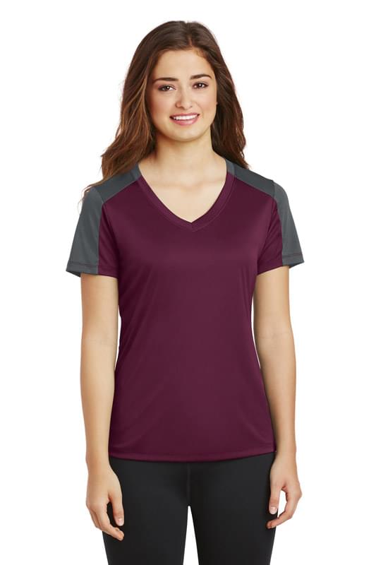 Sport-Tek ® Ladies PosiCharge ® Competitor ™ Sleeve-Blocked V-Neck Tee. LST354