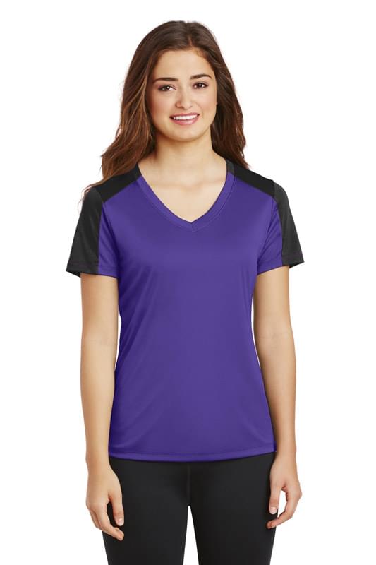 Sport-Tek ® Ladies PosiCharge ® Competitor ™ Sleeve-Blocked V-Neck Tee. LST354