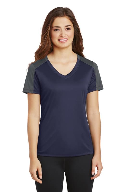 Sport-Tek ® Ladies PosiCharge ® Competitor ™ Sleeve-Blocked V-Neck Tee. LST354