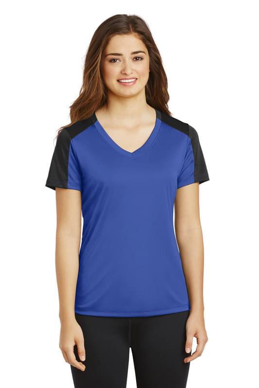 Sport-Tek ® Ladies PosiCharge ® Competitor ™ Sleeve-Blocked V-Neck Tee. LST354