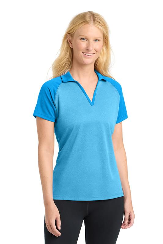 Sport-Tek  ®  Women's PosiCharge  ®  RacerMesh  ®  Raglan Heather Block Polo. LST641