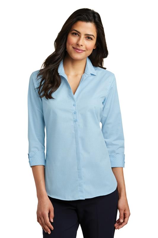 Port Authority ® Ladies 3/4-Sleeve Micro Tattersall Easy Care Shirt. LW643