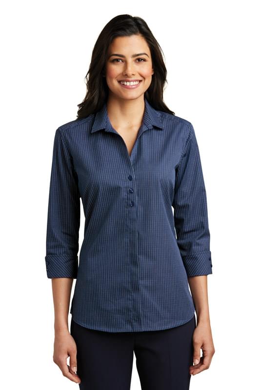 Port Authority ® Ladies 3/4-Sleeve Micro Tattersall Easy Care Shirt. LW643