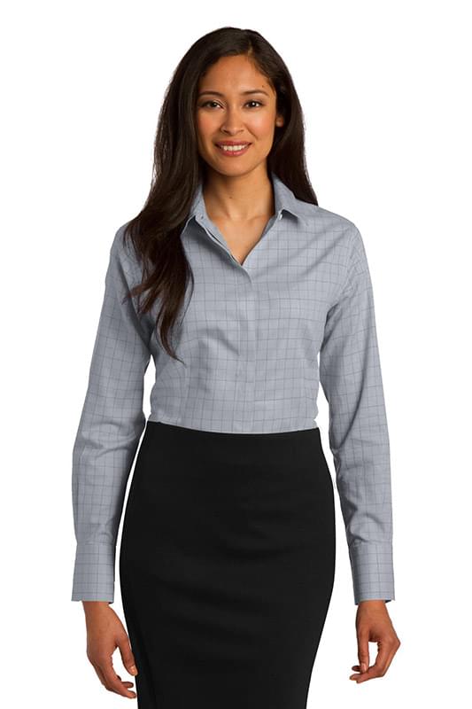 Red House ® Ladies Windowpane Plaid Non-Iron Shirt. RH71