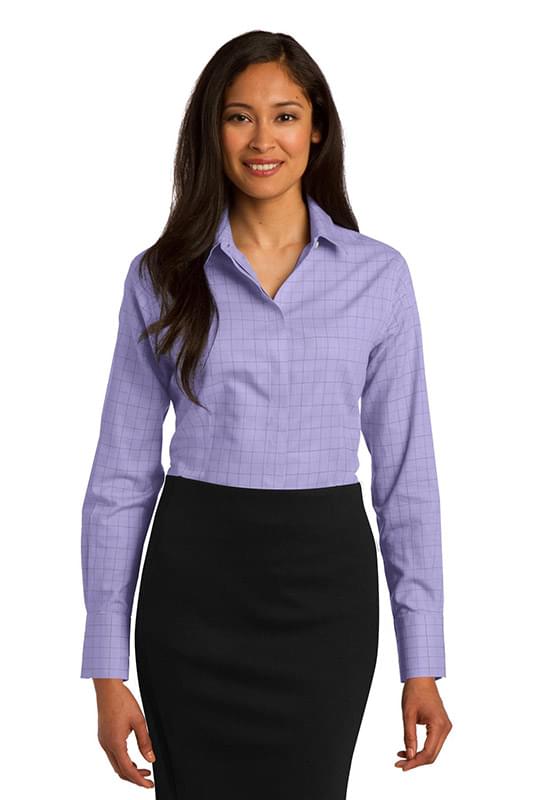 Red House ® Ladies Windowpane Plaid Non-Iron Shirt. RH71