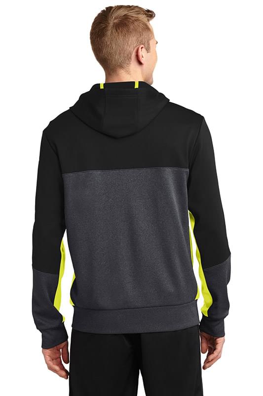 Sport-Tek &#174;  Tech Fleece Colorblock Full-Zip Hooded Jacket. ST245