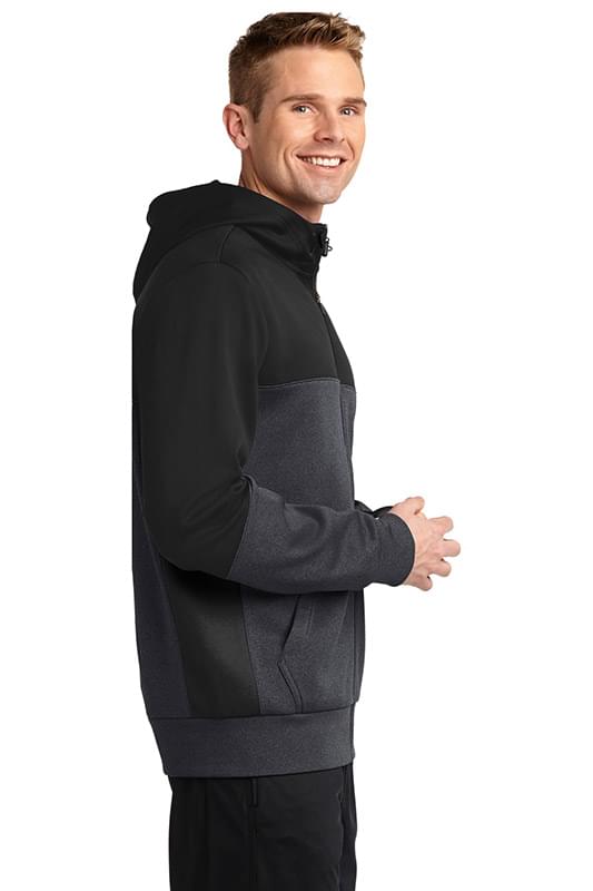 Sport-Tek &#174;  Tech Fleece Colorblock Full-Zip Hooded Jacket. ST245