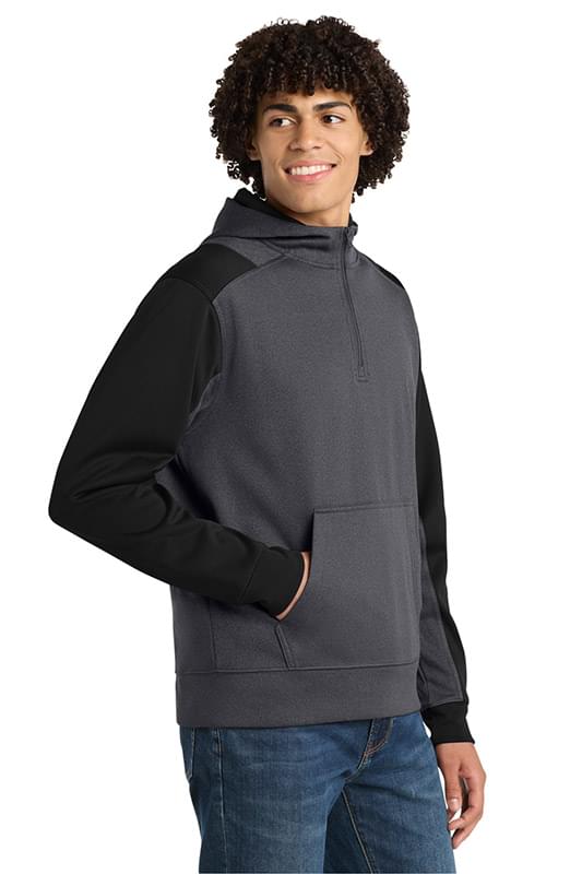 Sport-Tek ®   Tech Fleece Colorblock 1/4-Zip Hooded Sweatshirt. ST249