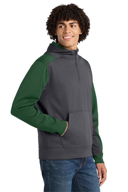 Sport-Tek ®   Tech Fleece Colorblock 1/4-Zip Hooded Sweatshirt. ST249