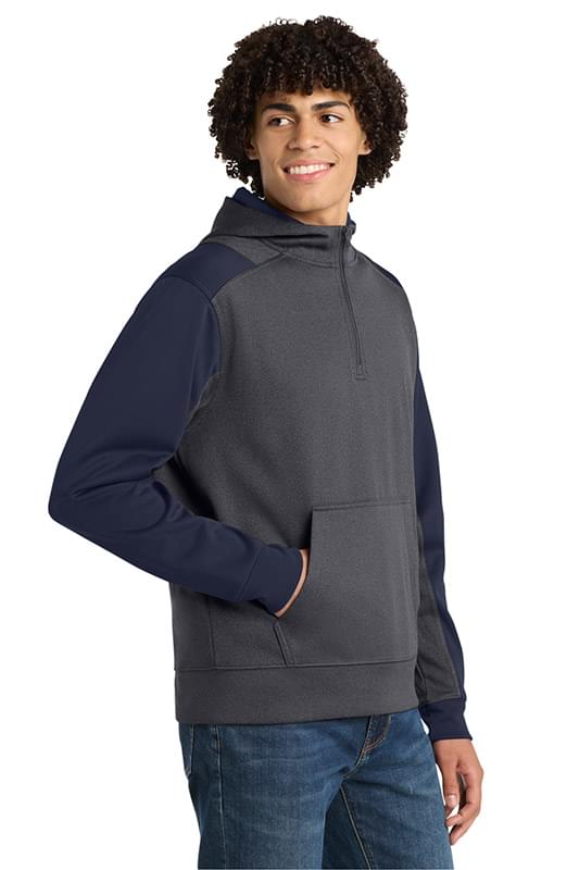 Sport-Tek ®   Tech Fleece Colorblock 1/4-Zip Hooded Sweatshirt. ST249