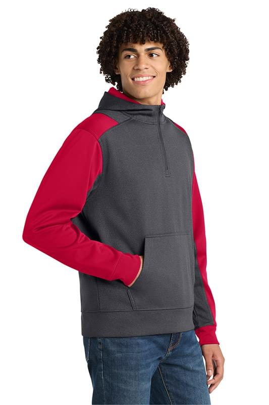Sport-Tek ®   Tech Fleece Colorblock 1/4-Zip Hooded Sweatshirt. ST249