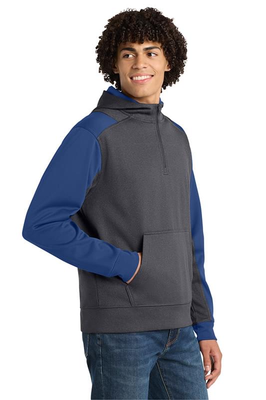Sport-Tek ®   Tech Fleece Colorblock 1/4-Zip Hooded Sweatshirt. ST249