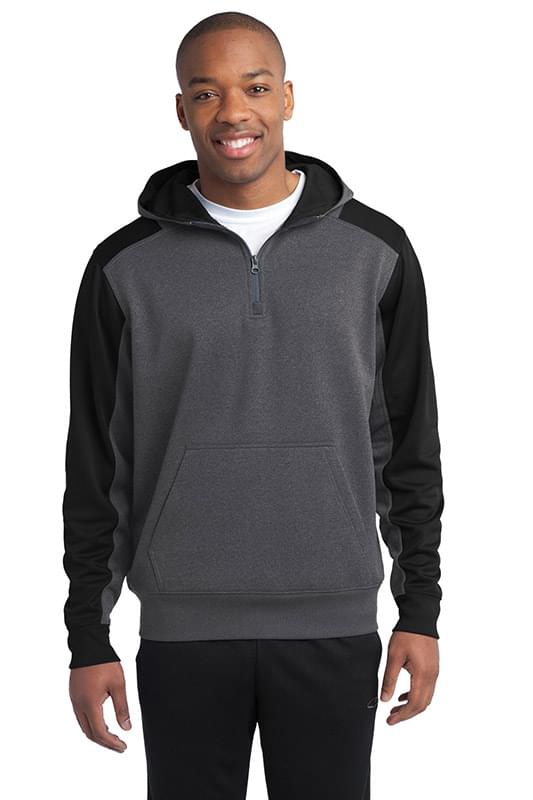 Sport-Tek &#174;   Tech Fleece Colorblock 1/4-Zip Hooded Sweatshirt. ST249
