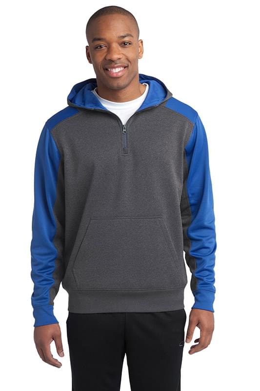 Sport-Tek &#174;   Tech Fleece Colorblock 1/4-Zip Hooded Sweatshirt. ST249