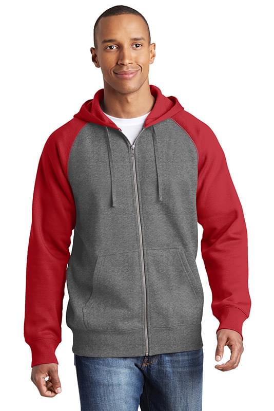 Sport-Tek &#174;  Raglan Colorblock Full-Zip Hooded Fleece Jacket.  ST269