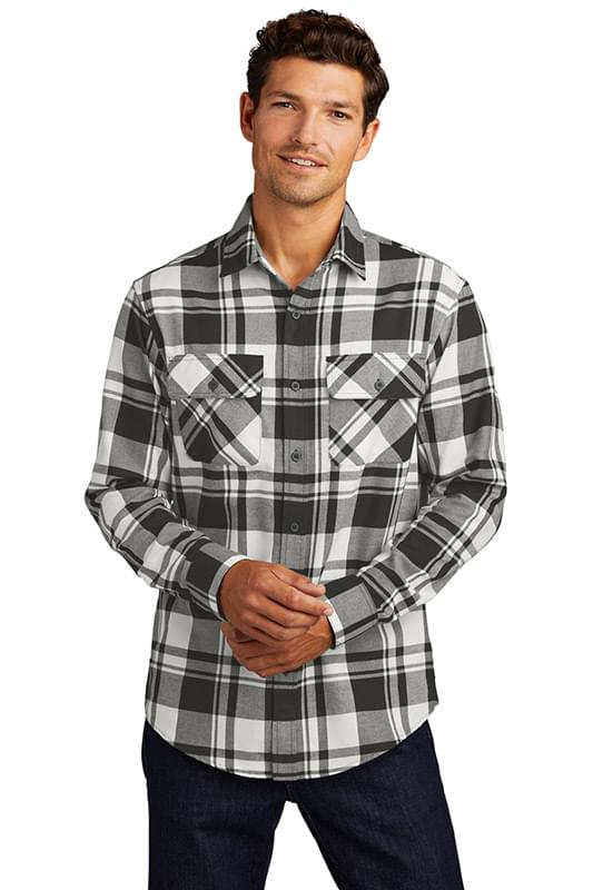 Port Authority W668 Plaid Flannel Shirt - Royal/ Black - XS