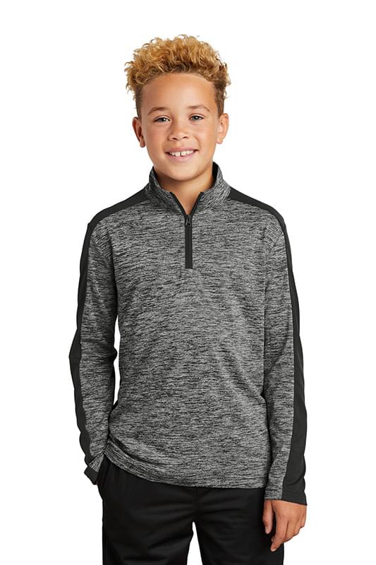 Sport-Tek  &#174;  Youth PosiCharge  &#174;  Electric Heather Colorblock 1/4-Zip Pullover. YST397