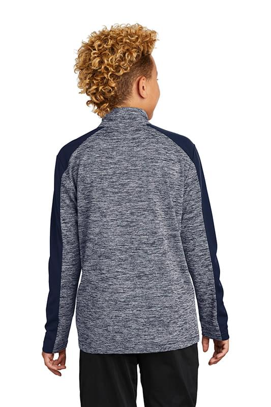 Sport-Tek  &#174;  Youth PosiCharge  &#174;  Electric Heather Colorblock 1/4-Zip Pullover. YST397