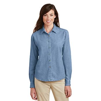 Port & Company &#174;  - Ladies Long Sleeve Value Denim Shirt.  LSP10