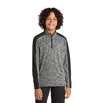 Sport-Tek  ®  Youth PosiCharge  ®  Electric Heather Colorblock 1/4-Zip Pullover. YST397